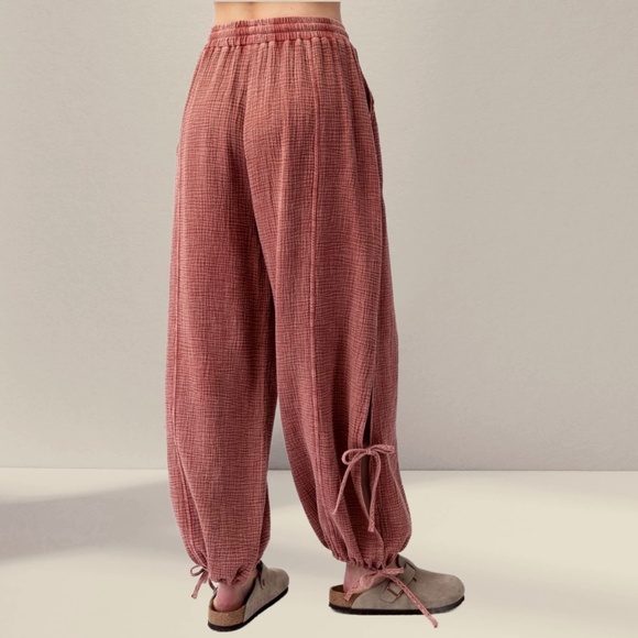 📌 EASEL Lace Trim, Side Slits W/ Self-Ties, Lightweight Mineral Wash Soft Cotton - Picture 11 of 16